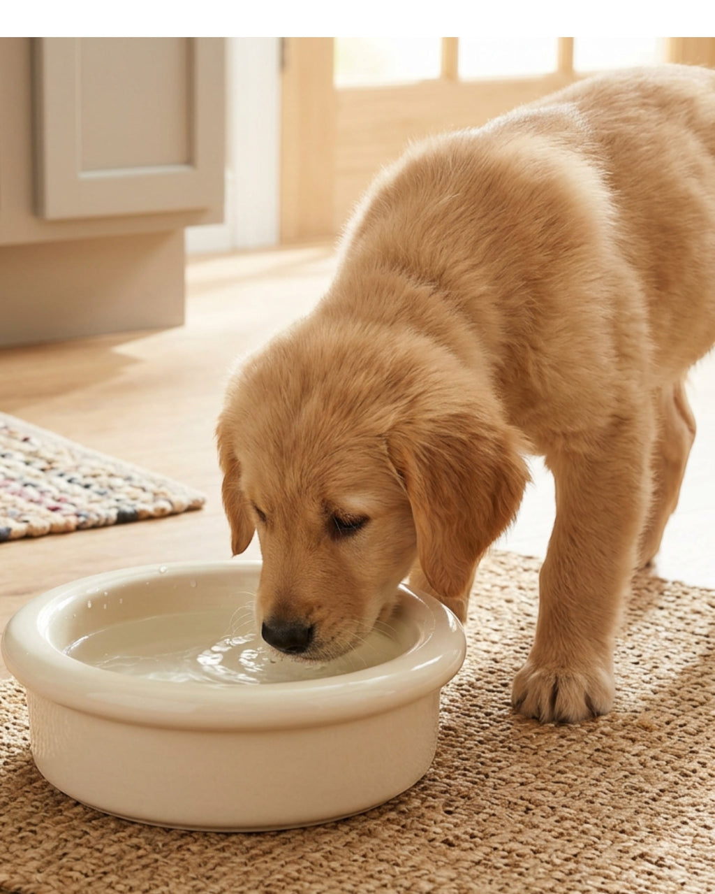 Cozao Ceramic Pet Feeding Bowl Cream Raised Rim 20 oz
