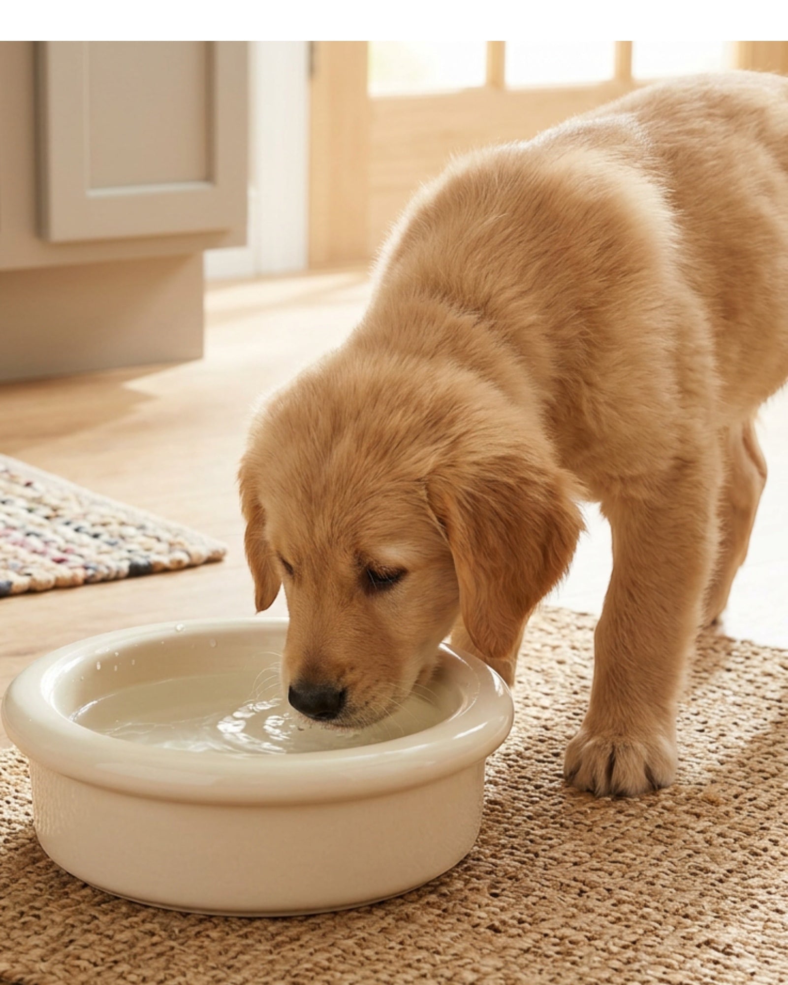 Cozao Ceramic Pet Feeding Bowl Cream Raised Rim 20 oz