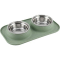 Cozao Double Pet Bowl Set Sage Silicone Mat 2 Bowls
