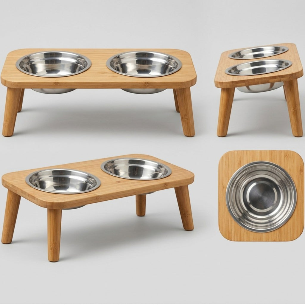 Cozao Stainless Steel Raised Pet Bowl Set 2-Pack 15 oz Silver