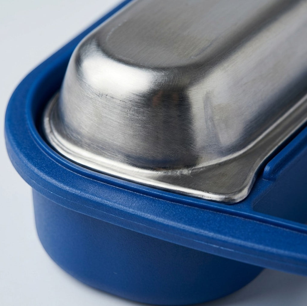 Cozao Double Pet Feeding Bowls Stainless Steel 12 oz Blue Base