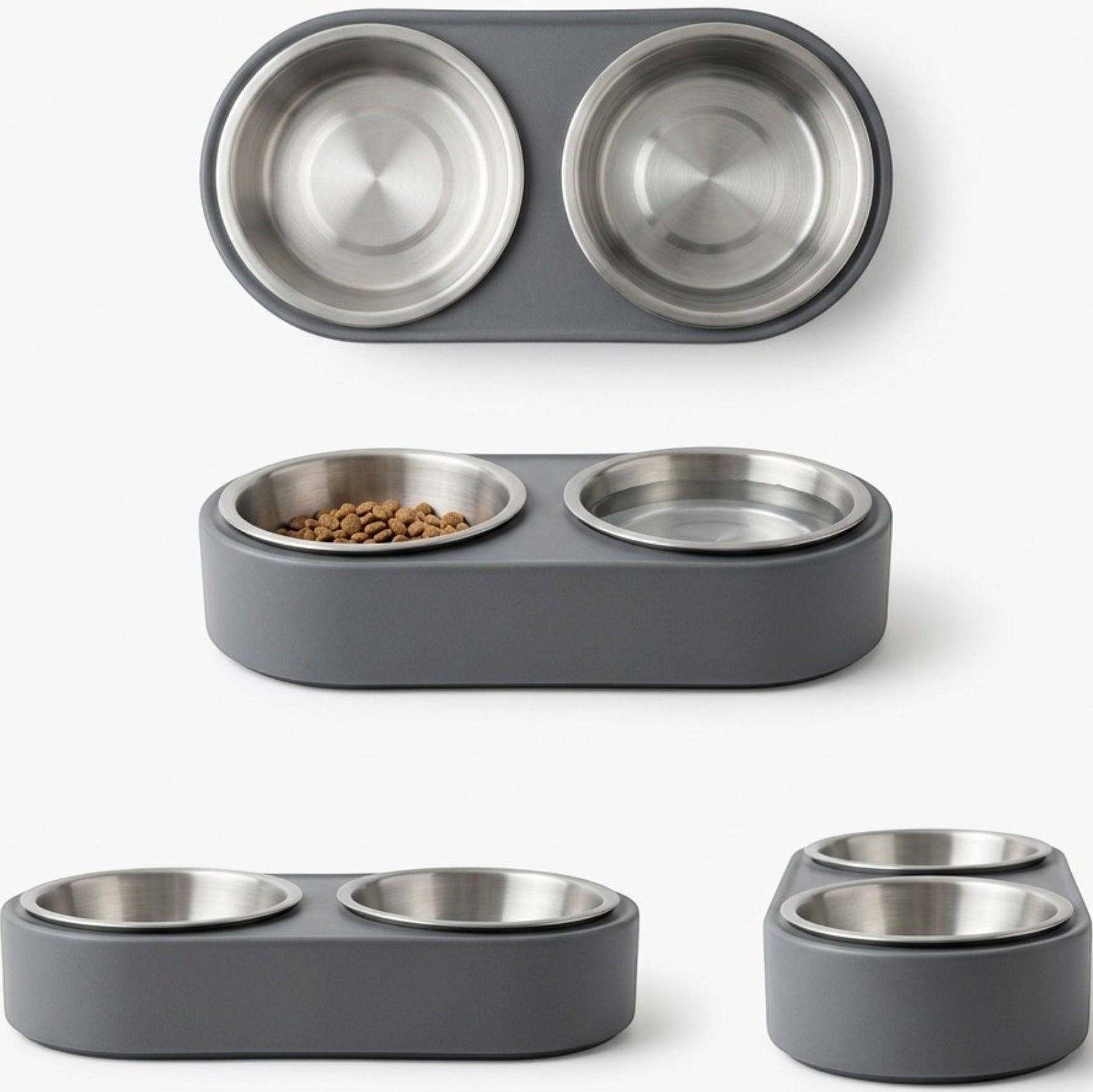 Cozao Double Pet Feeding Bowls Stainless Steel 12 oz Blue Base
