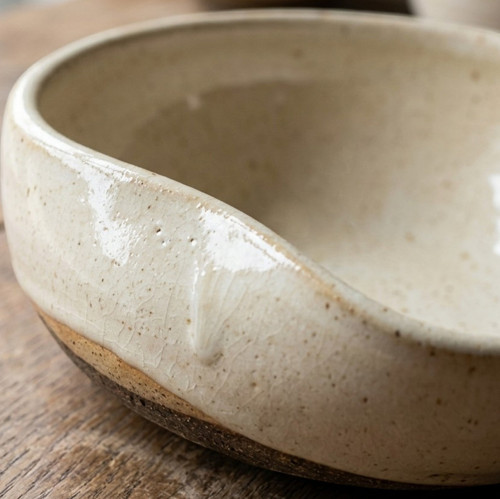 Cozao Tilted Ceramic Cat Food Bowl 13 oz Cream