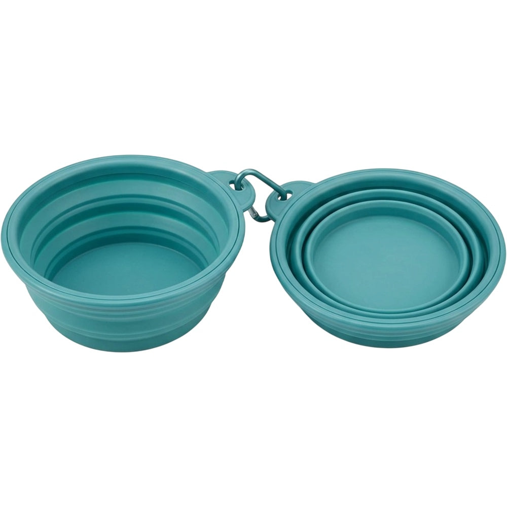 Cozao Travel Collapsible Pet Bowl Set Silicone 20 oz Teal